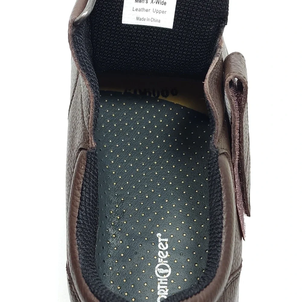 Orthofeet 520 Broadway Men's‎ 10 X-Wide Brown Leather Hook Loop Orthopedic Shoes